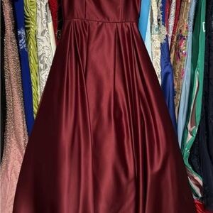 Elegant Burgundy Evening Gown